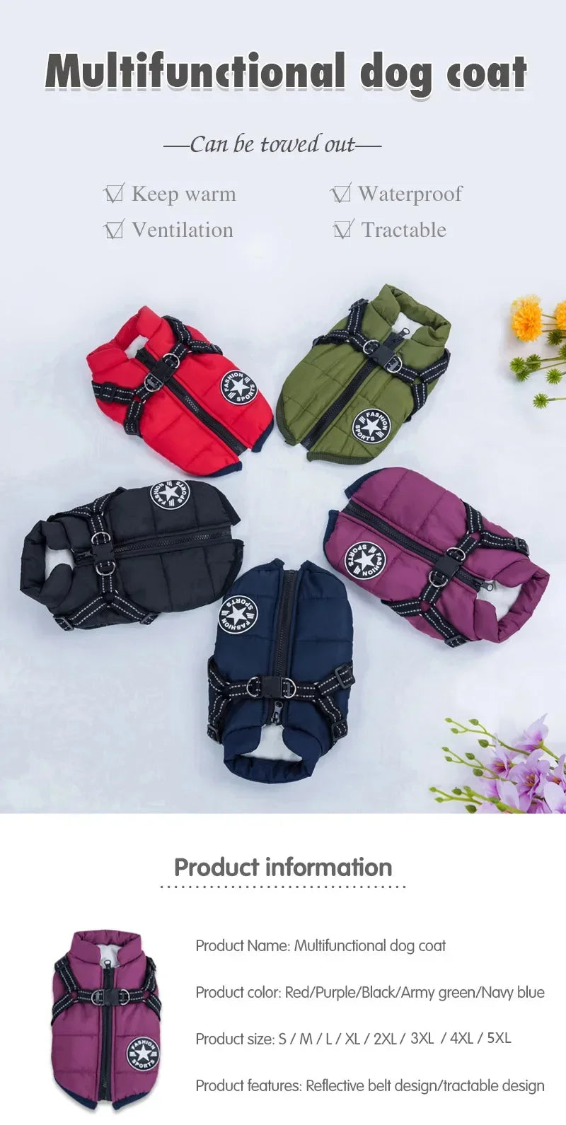 Tailora™ All-in-One Winter Dog Jacket & Harness