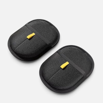 Tailora black mesh grooming gloves with yellow pull tabs for pet deshedding and furniture hair removal