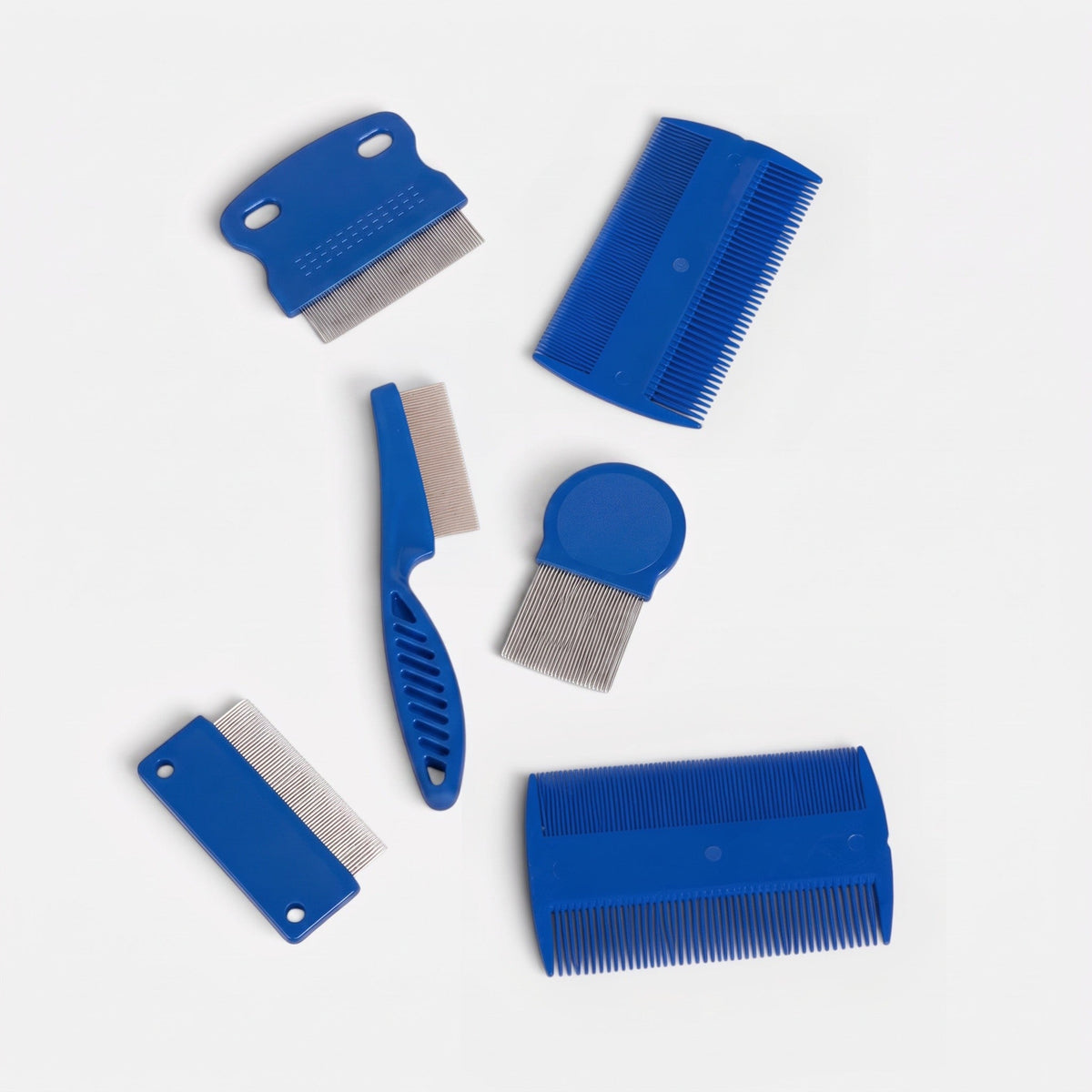 Tailora set of blue stainless steel flea and grooming combs for dogs and cats with ergonomic handles