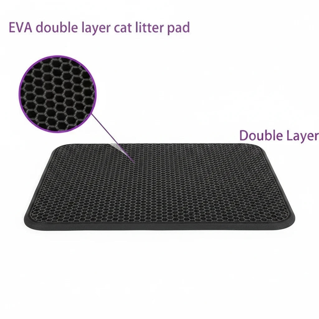 Tailora black EVA double-layer honeycomb cat litter mat for mess-free floors