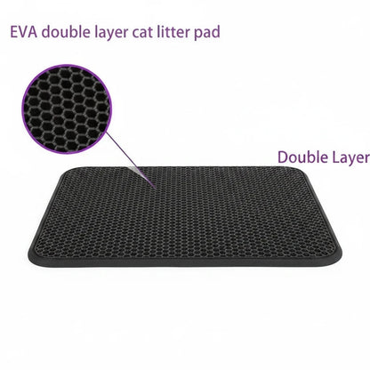 Tailora black EVA double-layer honeycomb cat litter mat for mess-free floors