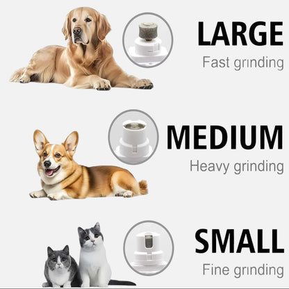 Tailora pet nail grinder showing three grooming ports for large, medium, and small dogs and cats