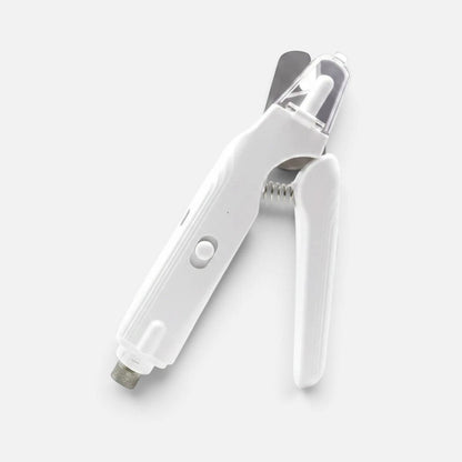 Tailora white electric pet nail grinder with built-in LED light and diamond bit for safe, quiet grooming.