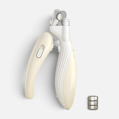 Tailora pet nail clipper with LED light, stainless steel blades, and ergonomic cream-colored anti-slip handle.