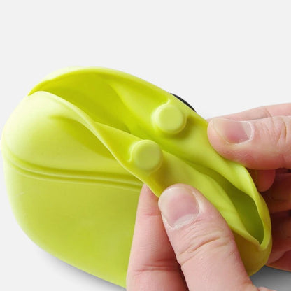 Tailora hands-free dog training pouch in lime green silicone with a magnetic closure for easy treat access
