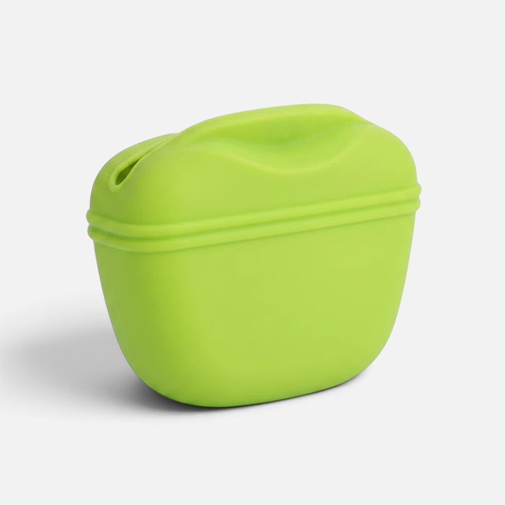Tailora lime green silicone dog treat pouch with a magnetic closure for easy access during training sessions