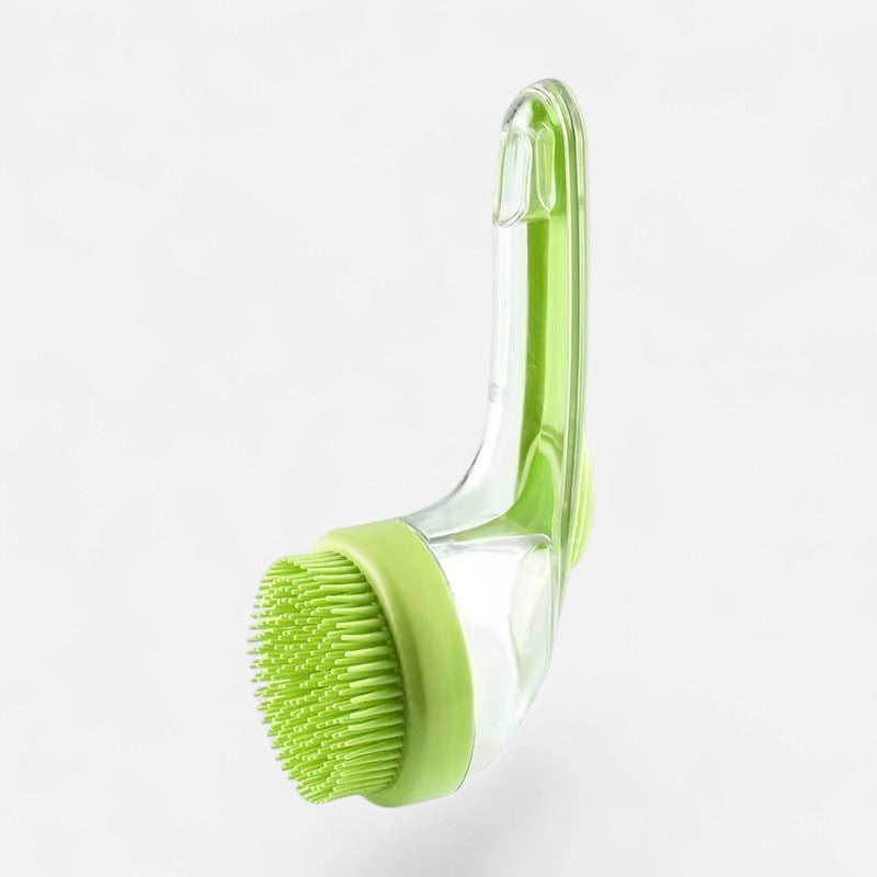 Tailora 2-in-1 pet bath brush in light green with soft silicone bristles and an ergonomic handle for grooming