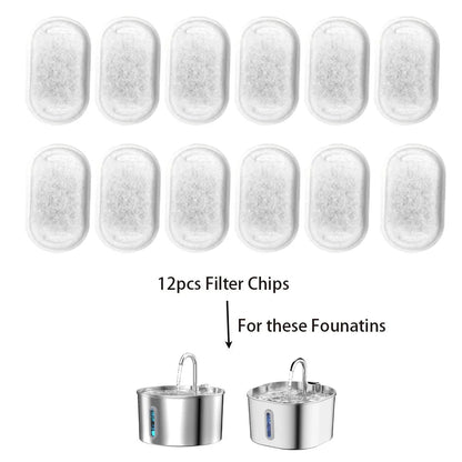 Tailora 12-piece replacement filter set for stainless steel pet water fountains to ensure clean, purified water.