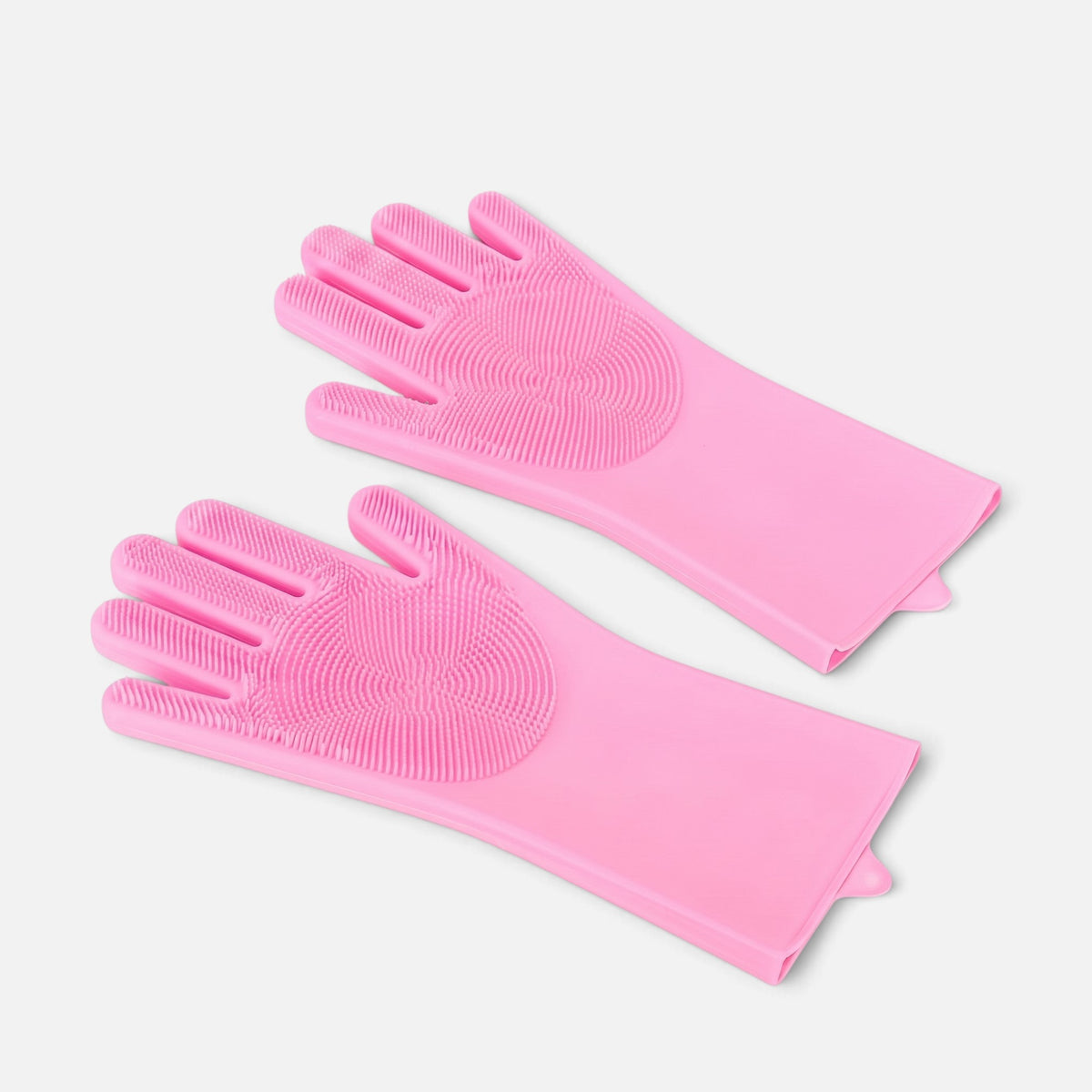 Tailora pink silicone 2-in-1 pet bathing and deshedding grooming gloves with textured scrubbing bristles.