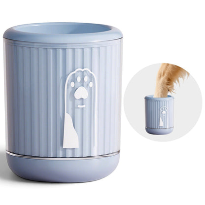 Tailora light blue portable paw washer cup with silicone bristles and a paw print icon for cleaning muddy pet paws