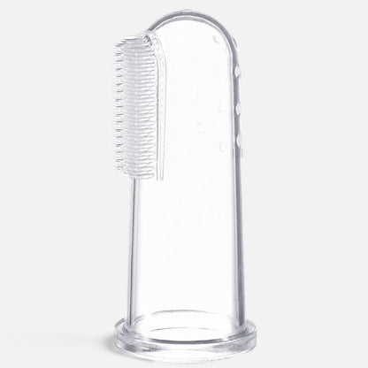 Tailora clear food-grade silicone finger toothbrush for pets with soft bristles and gum massage bumps