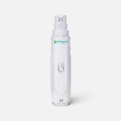 Tailora USB rechargeable pet nail grinder in white with a diamond bit wheel for quiet and safe claw trimming.
