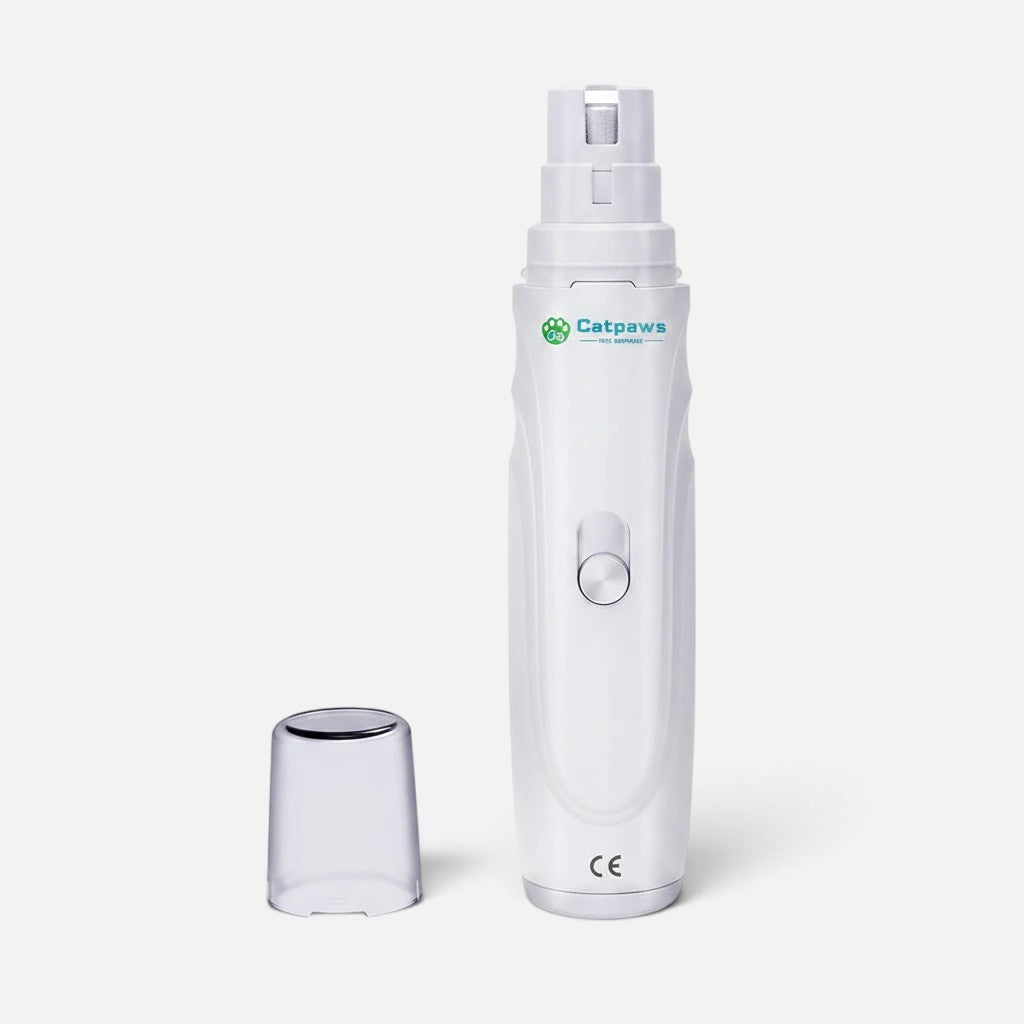 Tailora USB rechargeable pet nail grinder in white with a diamond bit wheel and removable protective cap